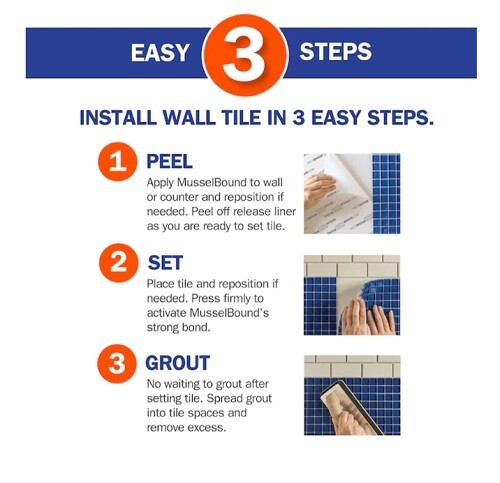 MusselBound 15 SQ FT WHT Tile Adhesive Mat Use With Kitchen Backsplash Wall Tile
