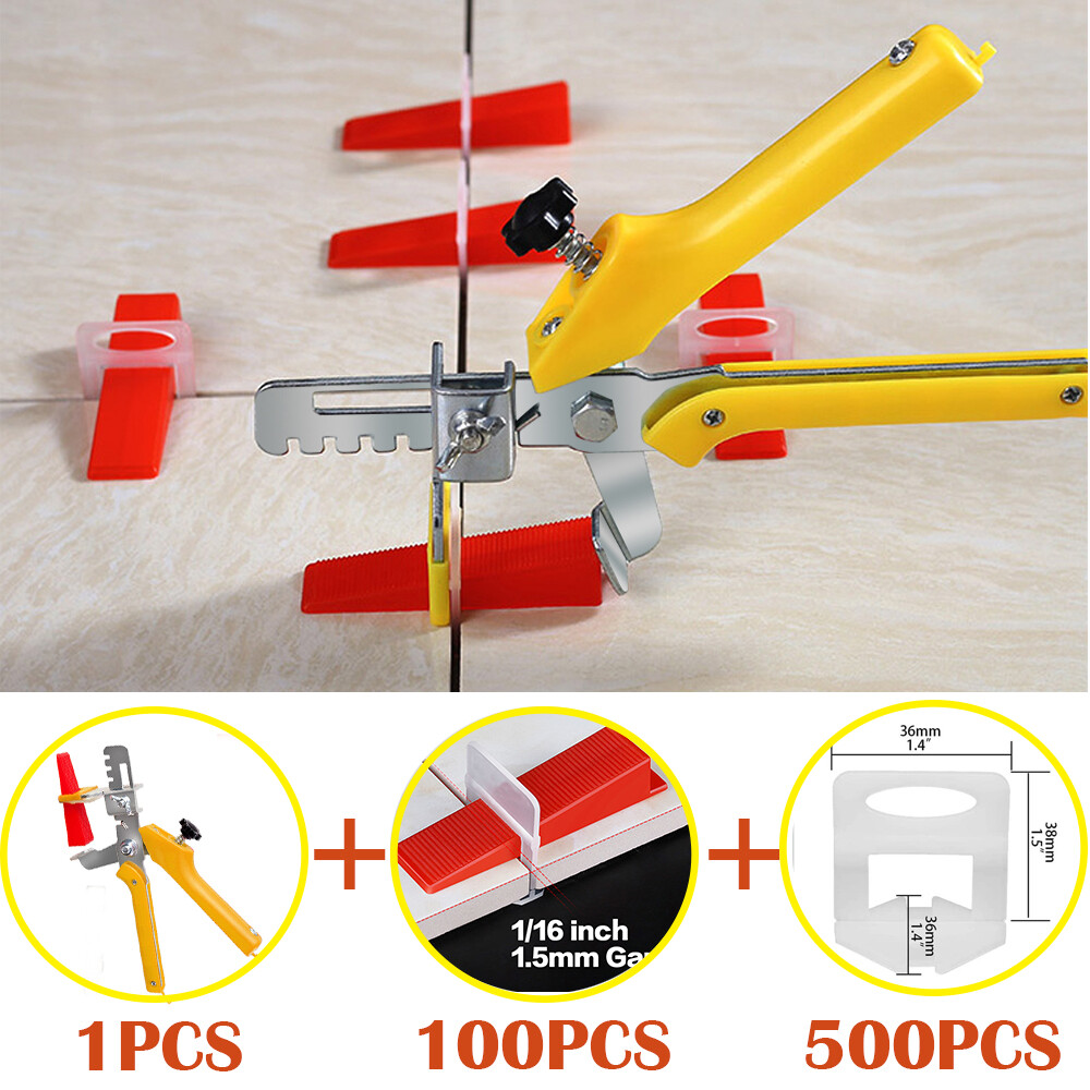 500PCS 1/8″ 3mm Clips Tile Leveling System Set Floor Wall Spacer Tiling Tool Kit