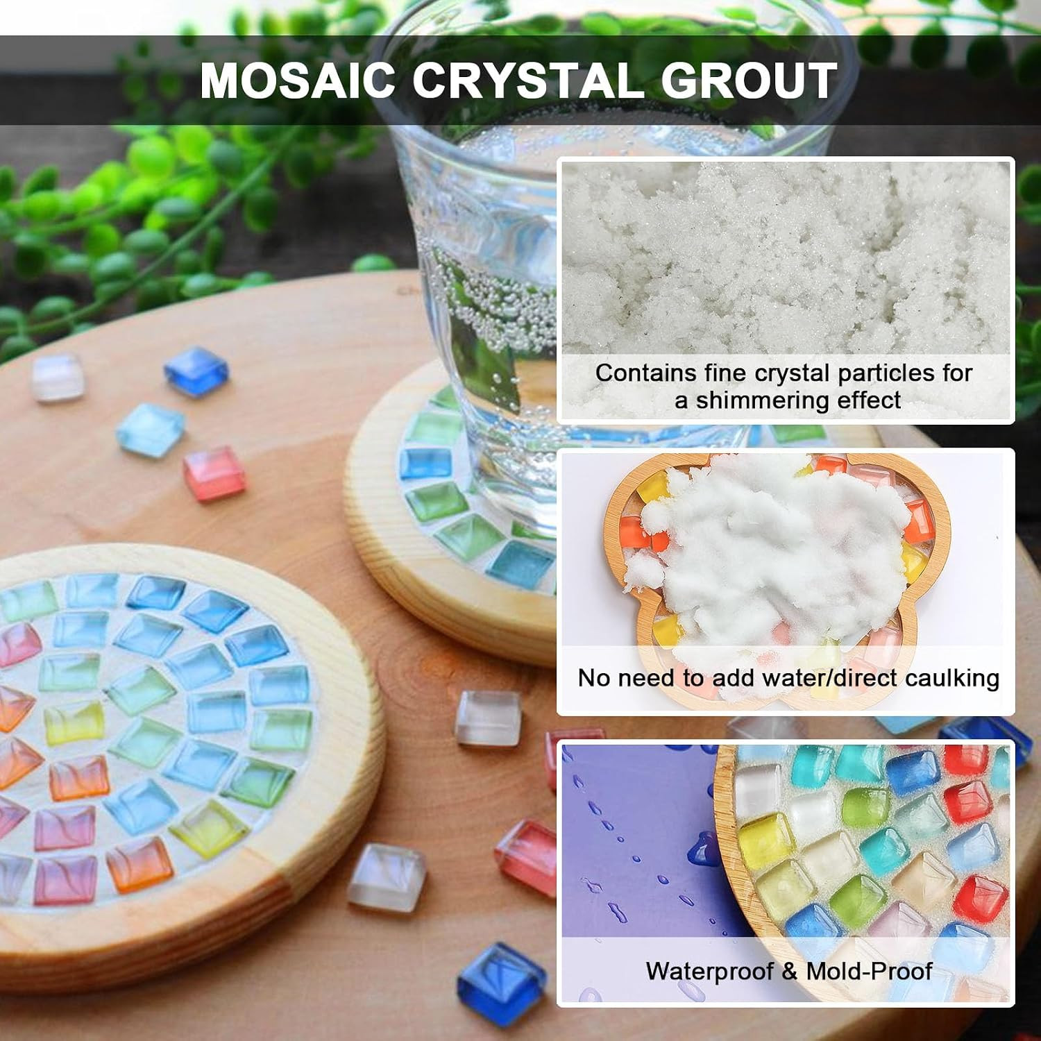 White Mosaic Crystal Grout 130g, Mosaic Tile Accessories | No Water Needed, F…