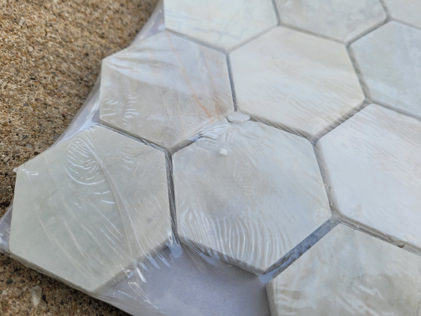 Lot of 10 Sheets Angora 2″ Hexagon Honed Mosaic Marble Floor Tiles Read Descript