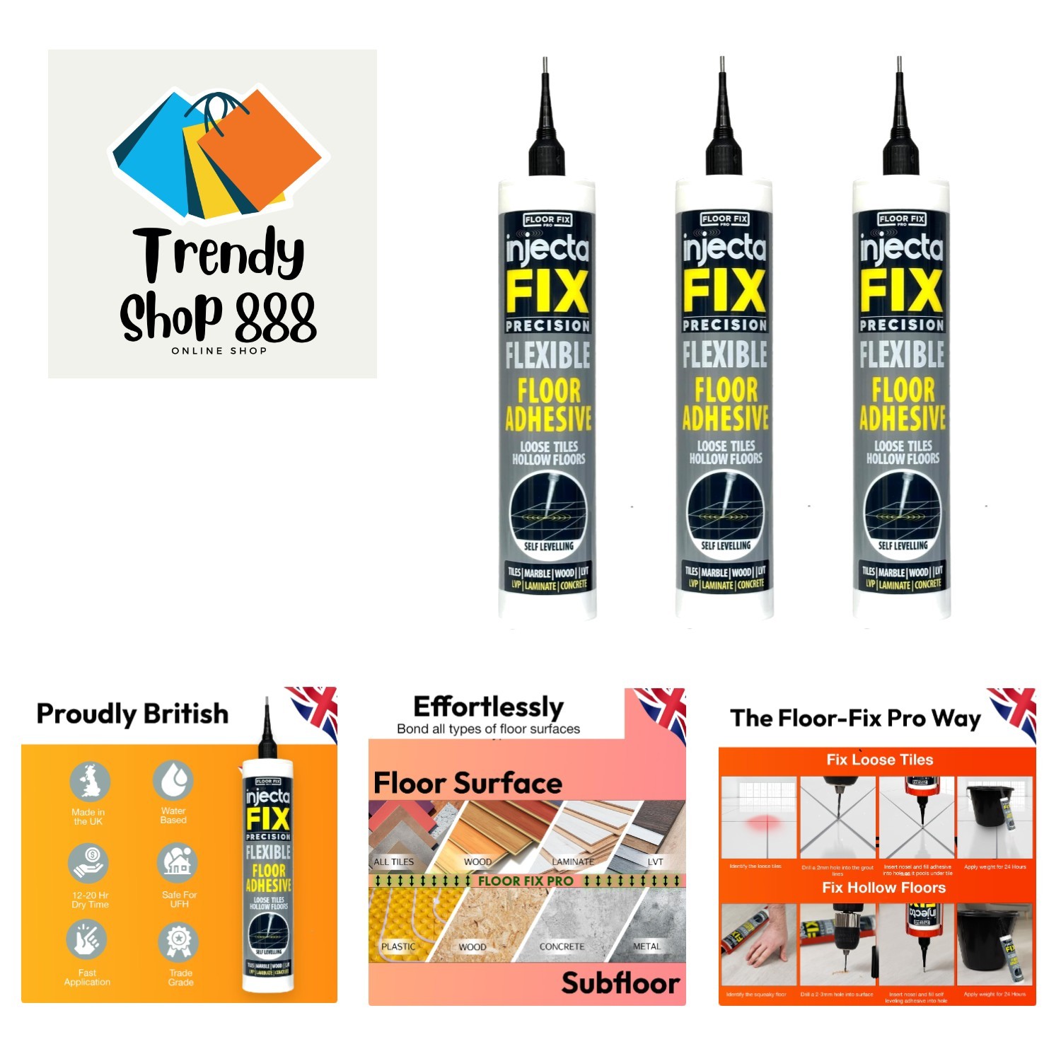 Tile Repair Made Easy – DIY Adhesive Kit for Ceramic, LVT & More, 10.1 fl oz