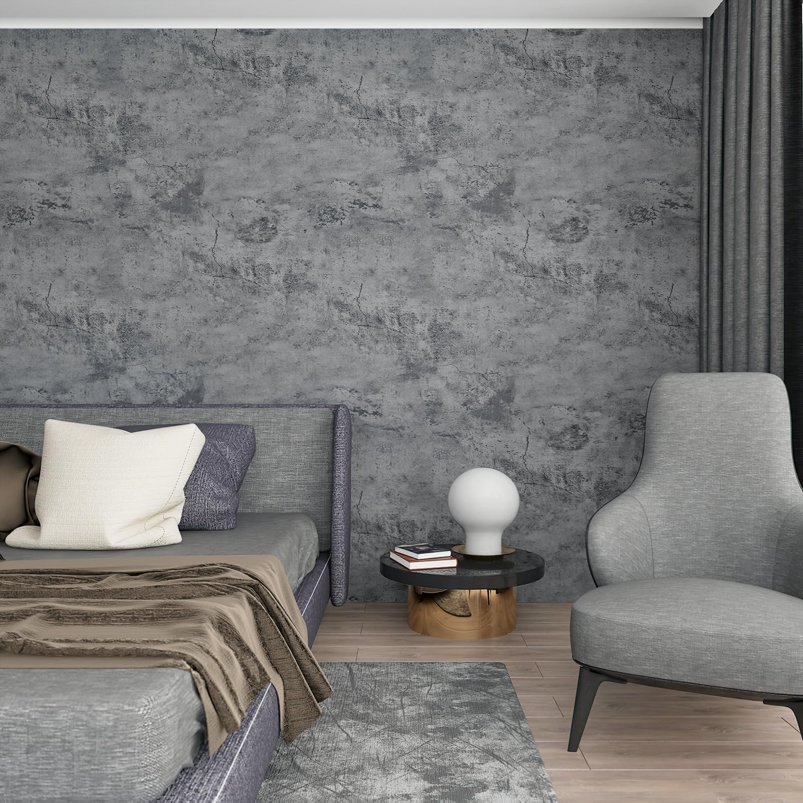 BAYYA Concrete Wallpaper Countertops Contact Paper Grey Cement Wallpaper Peel…