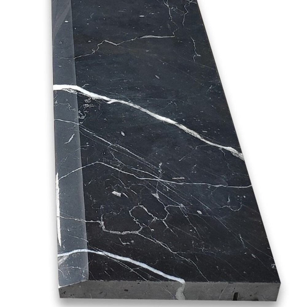 N0BP Nero Marquina Black Marble 6×36 Threshold Saddle Single Beveled Tile