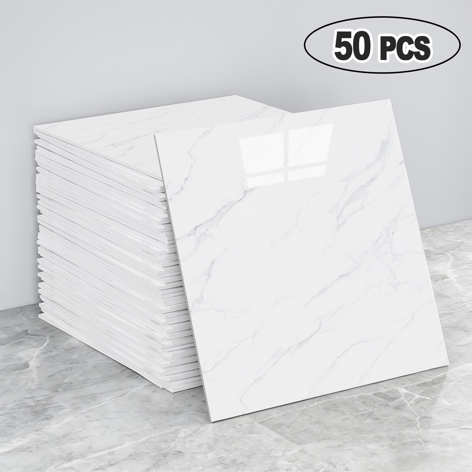 50/100 Pcs Marble Peel & Stick Backsplash Wall Panels 12″ Wall Tile for Kitchen