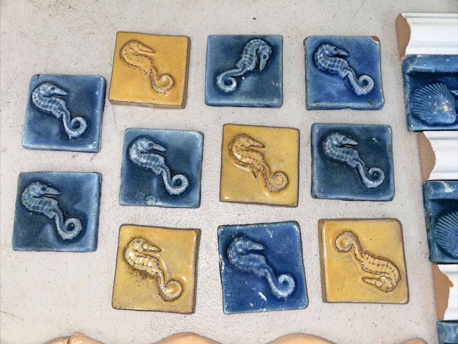 Ceramic Kitchen Wall Tile Sea Shell Mosaic kitchen Art Handcrafted
