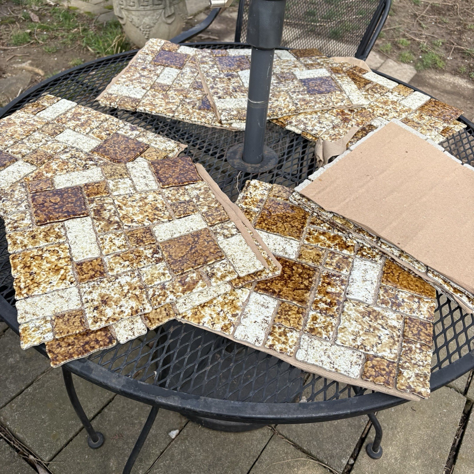 43 Vintage Glossy Mosaic Tiles. 12×12. Authentic. Japan. 1960s. Open Box
