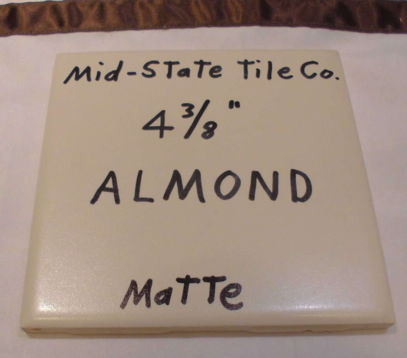 1 pc. Vintage Matte *Almond* Ceramic Tiles 4-3/8″ by Mid-State-Tile NOS