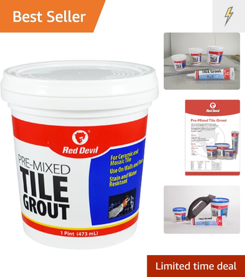 Made in USA Pre-Mixed Tile Grout, 1 Pint – Effortless Cleanup & Strong Bonds