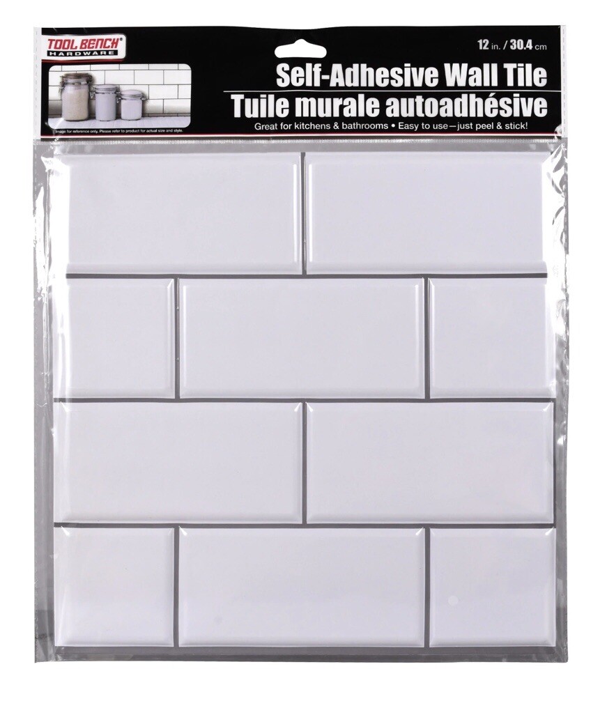 LOT of 5 Sheets Hardware Self Adhesive Tan, Brown and White Wall Tile, 12×12 in.