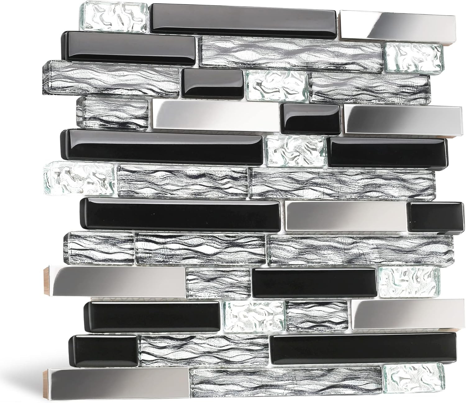 Elegant Black Crystal Glass Mosaic Tile for Kitchen & Bath Backsplash 5 sqft