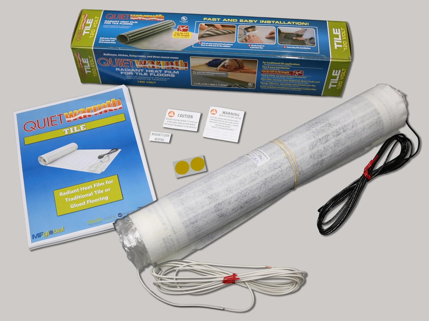 Tile QWT1.5X10F240 Radiant Floor Heating Mat – 1.5′ x 10′ for 15 Sq Ft