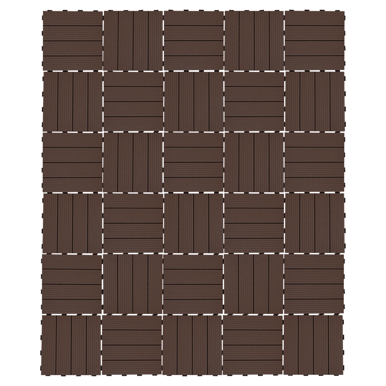 30pcs Deck Patio Tile Interlocking Plastic Flooring Pavers 11.81*11.81*0.79in