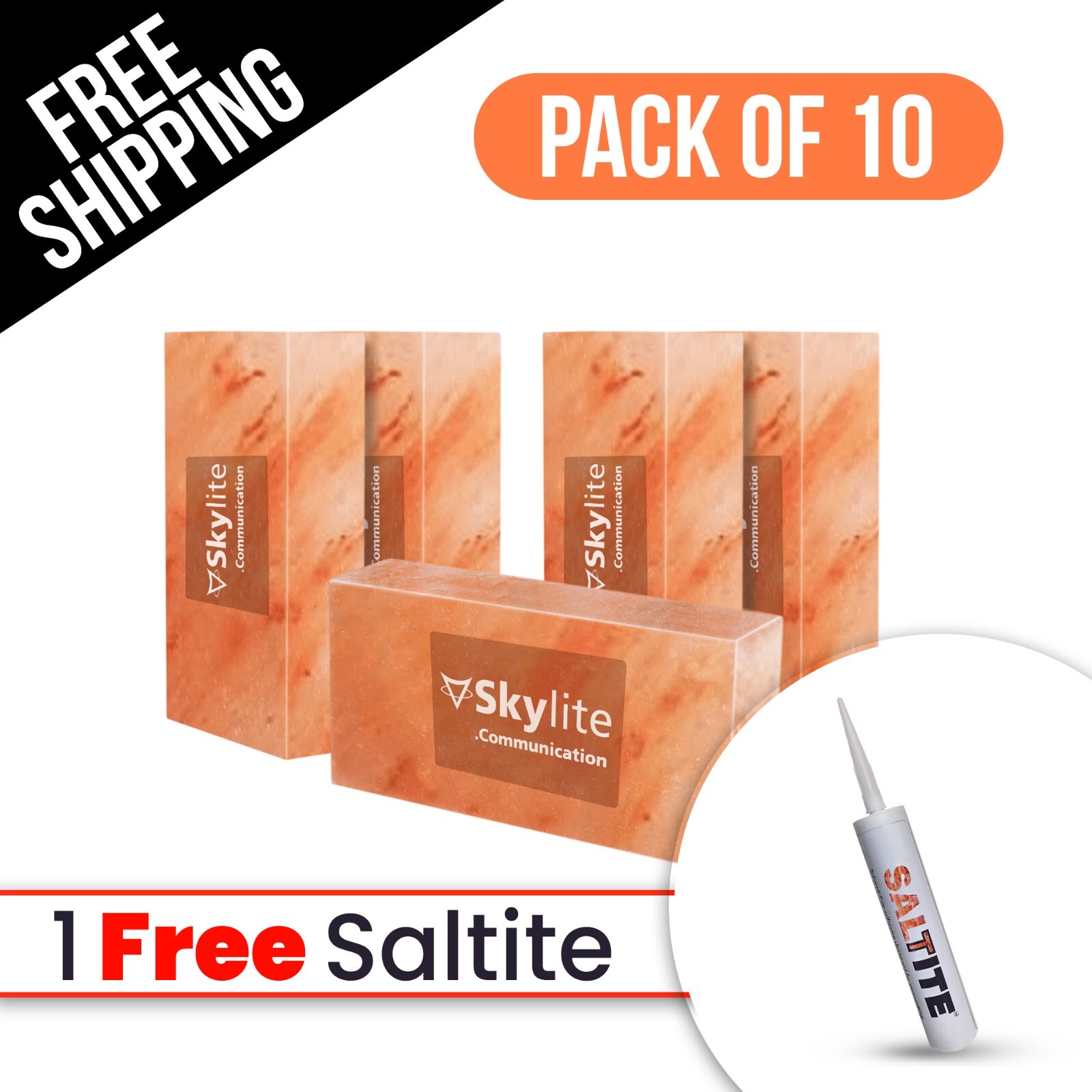 10 Salt Bricks Himalayan Natural 8x4x2 – Big Tiles Homes Spa & Sauna Wall Accent
