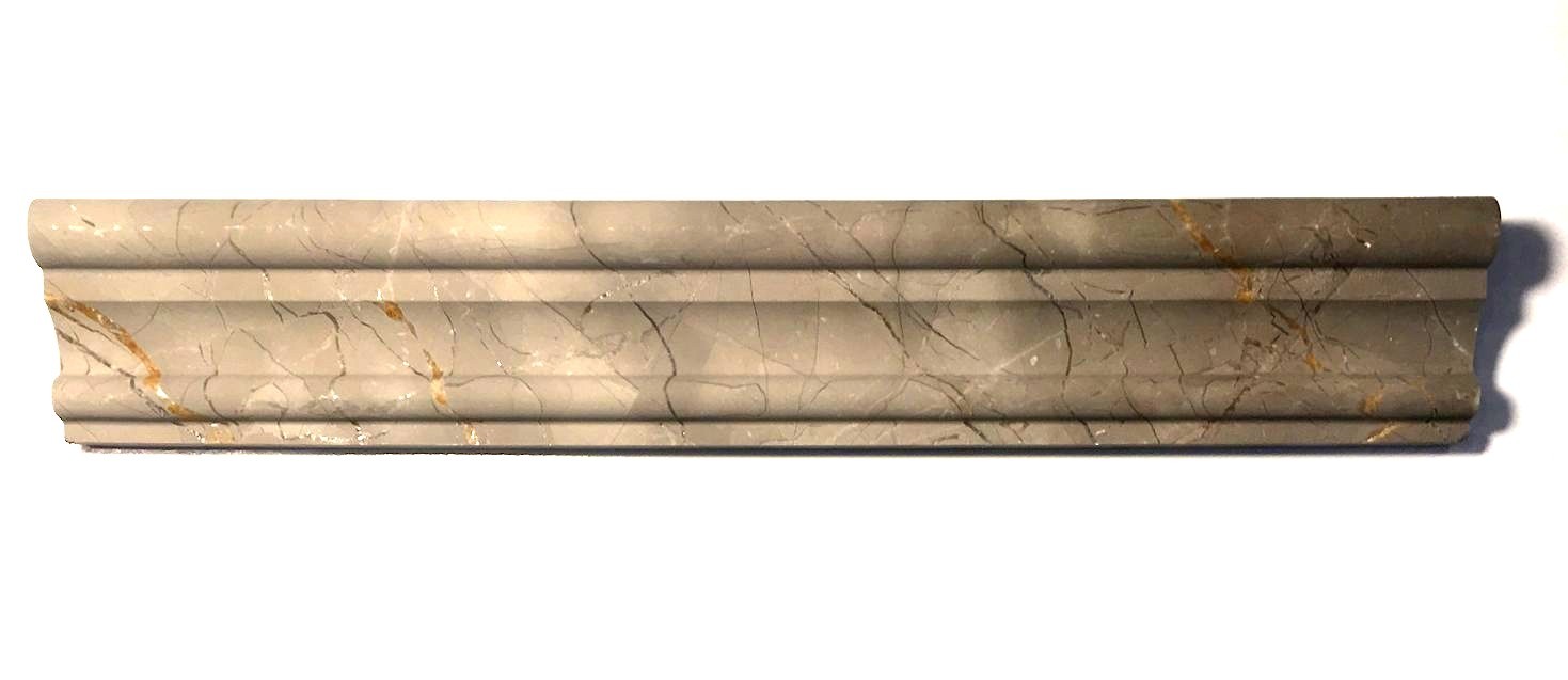 2X12 Smoky Brown Marble Cornice Chair Rail Profile Molding Wall Trim Piece
