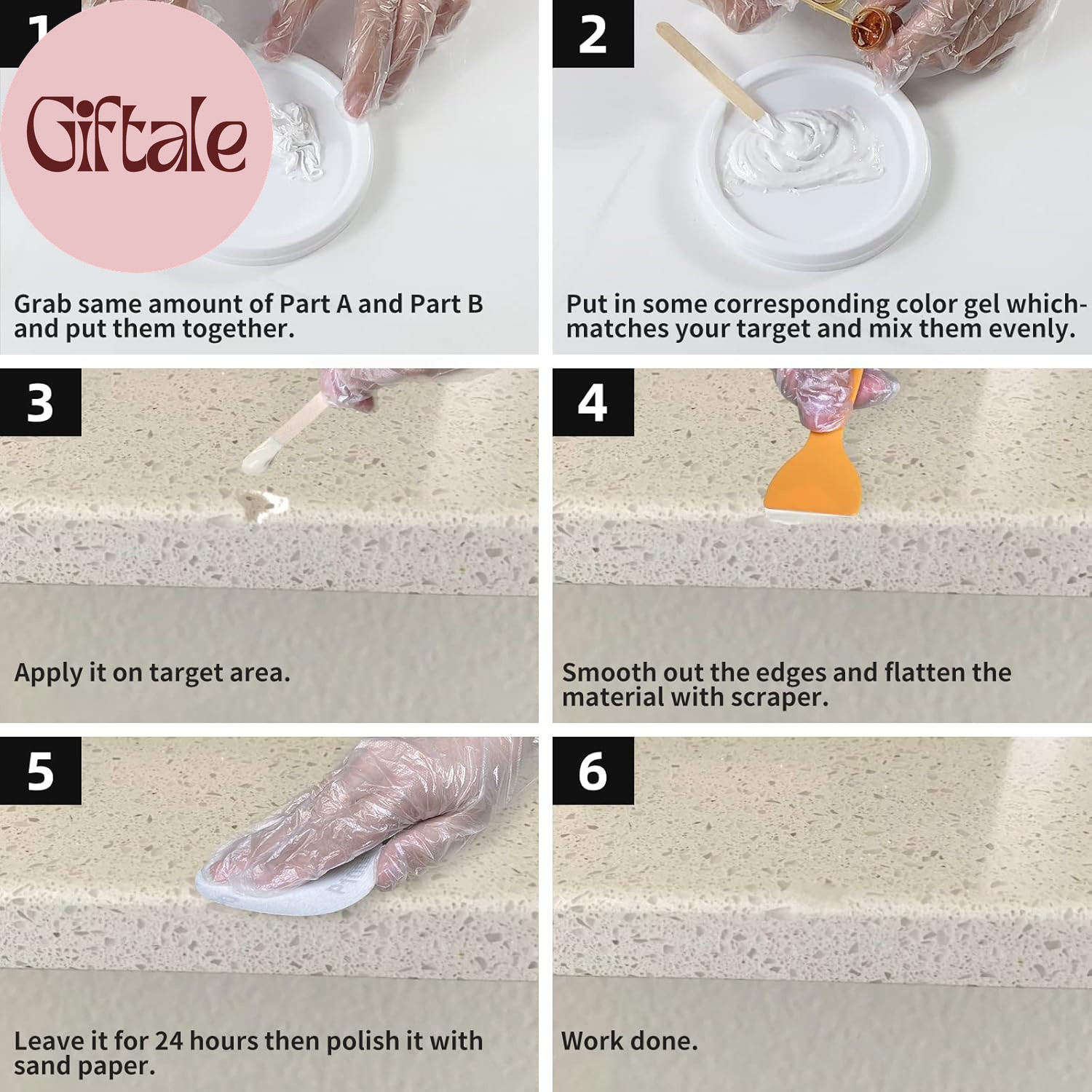 Marble and Granite Repair Kit Porcelain Marble Stone and Quartz Countertops Repa