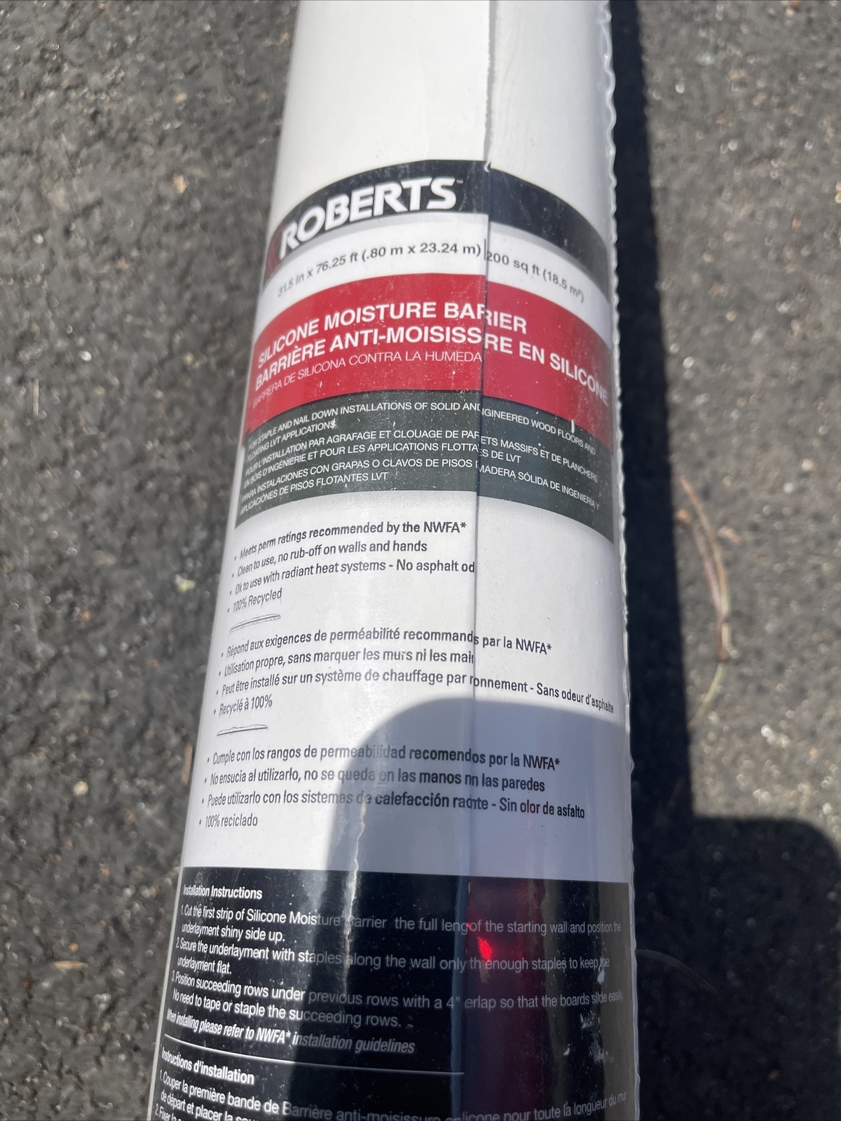 ROBERTS 70-198 Silicone Moisture Barrier 200 sq 31.5 in. x 76.25 ft. x 6 mil for