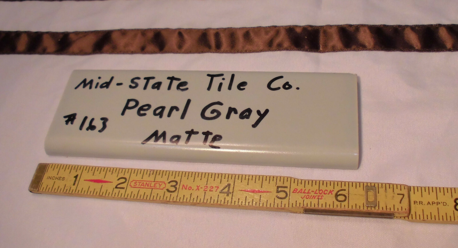 10 pcs. Vintage Matte *Pearl Gray* 2” X 6” Surface-Flat Bullnose Ceramic Tiles