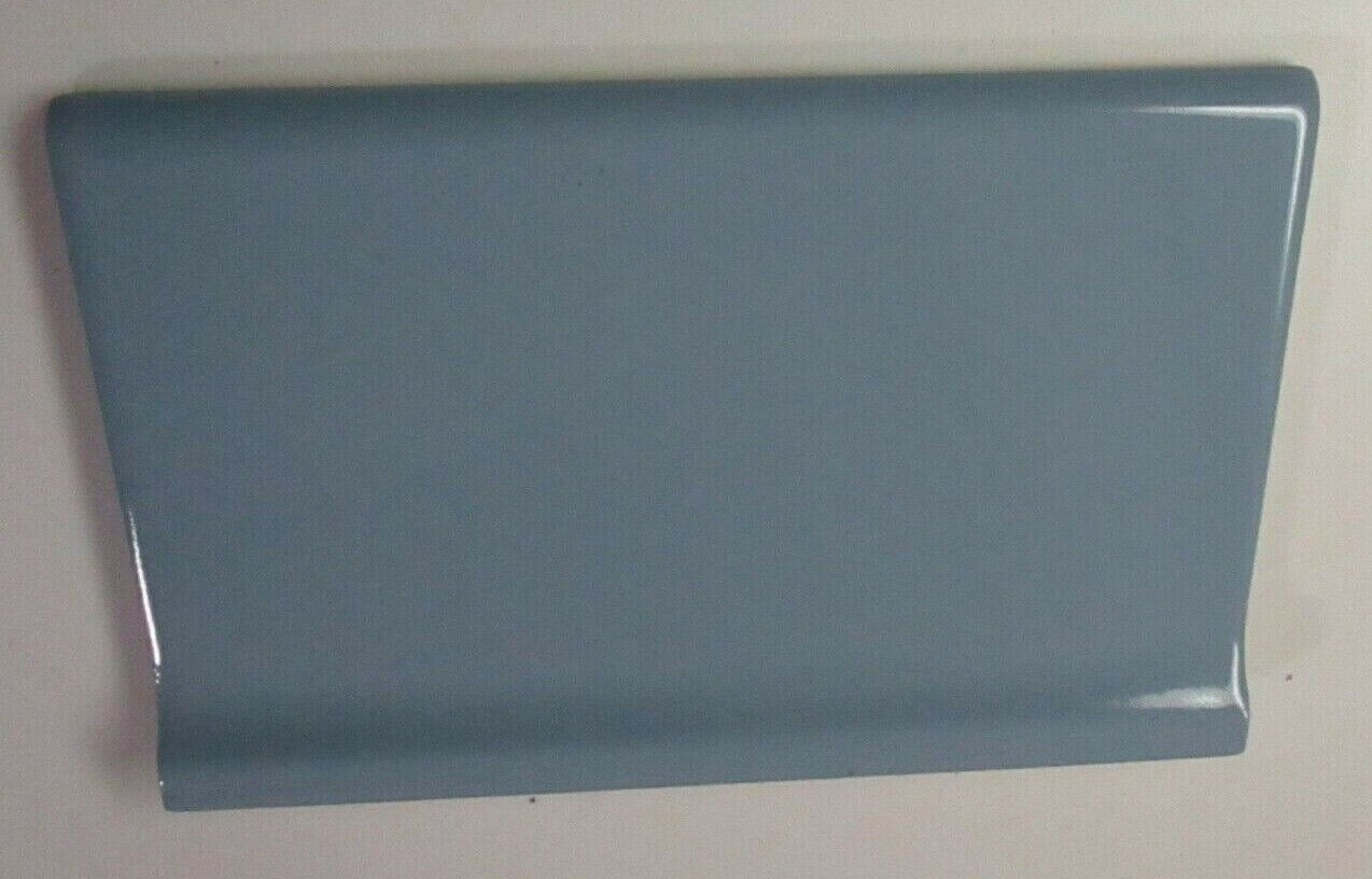 1 Tile Mannington USA 6″ Gloss Blue Gray Bullnose Cove Base Radius Ceramic Wall