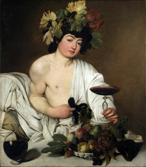 Young Bacchus god of wine fruits Caravaggio ceramic tile mural backsplash