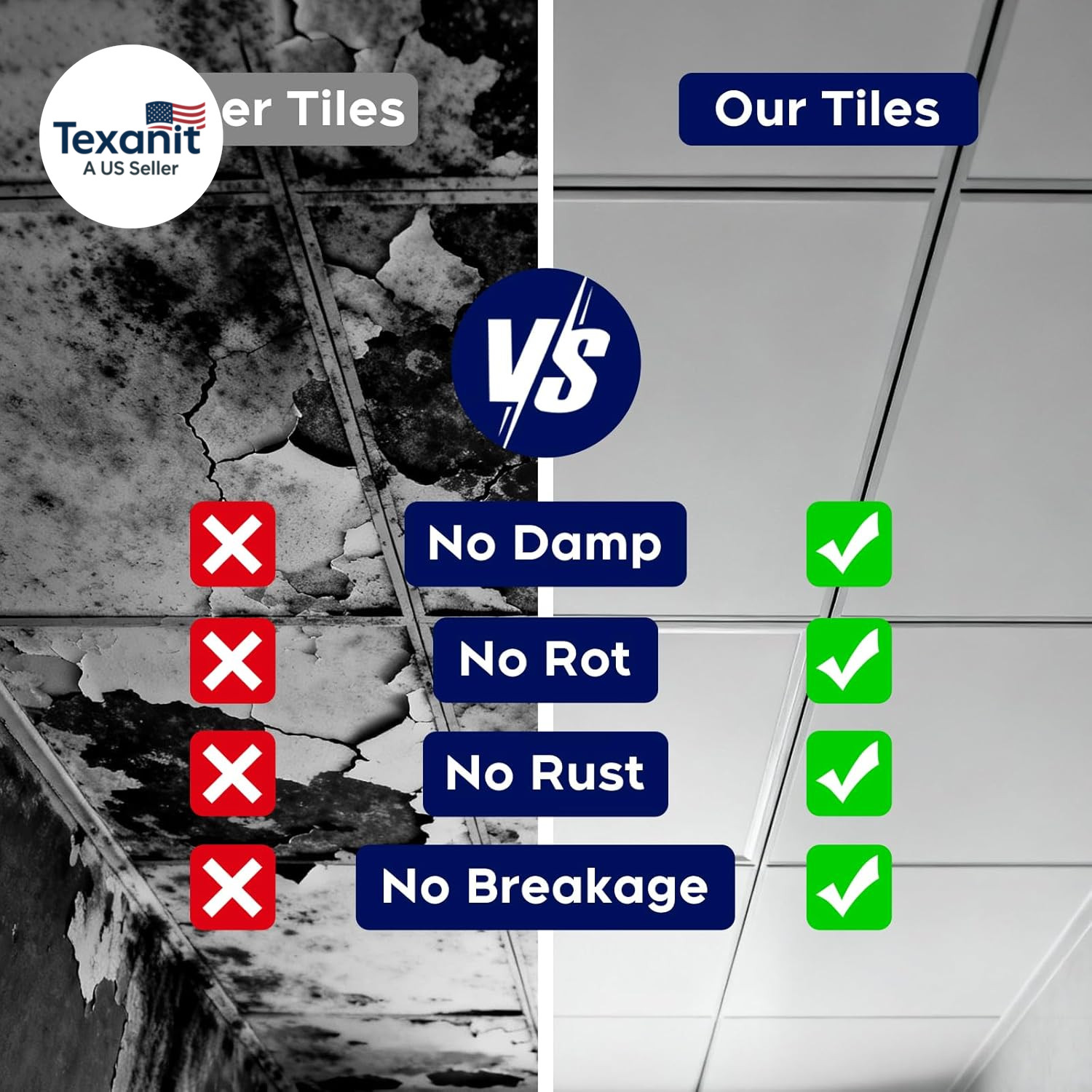 Premium PVC Smooth Drop Ceiling Tiles 2Ft X 4Ft – Waterproof, Fire-Rated, Washab