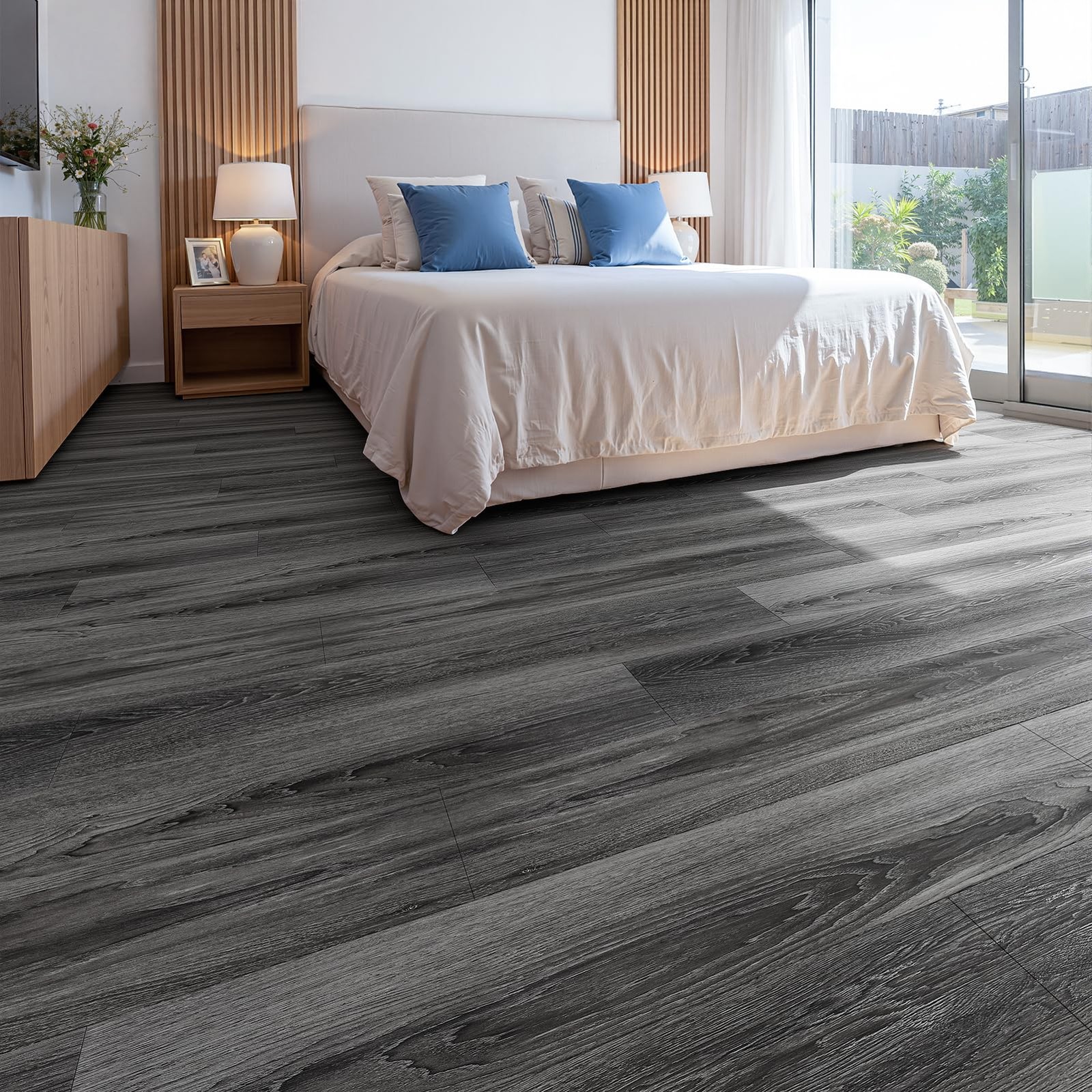 Peel and Stick Vinyl Flooring, 36-Pack 54 Sq.Ft Wood Grain Waterproof Rigid C…