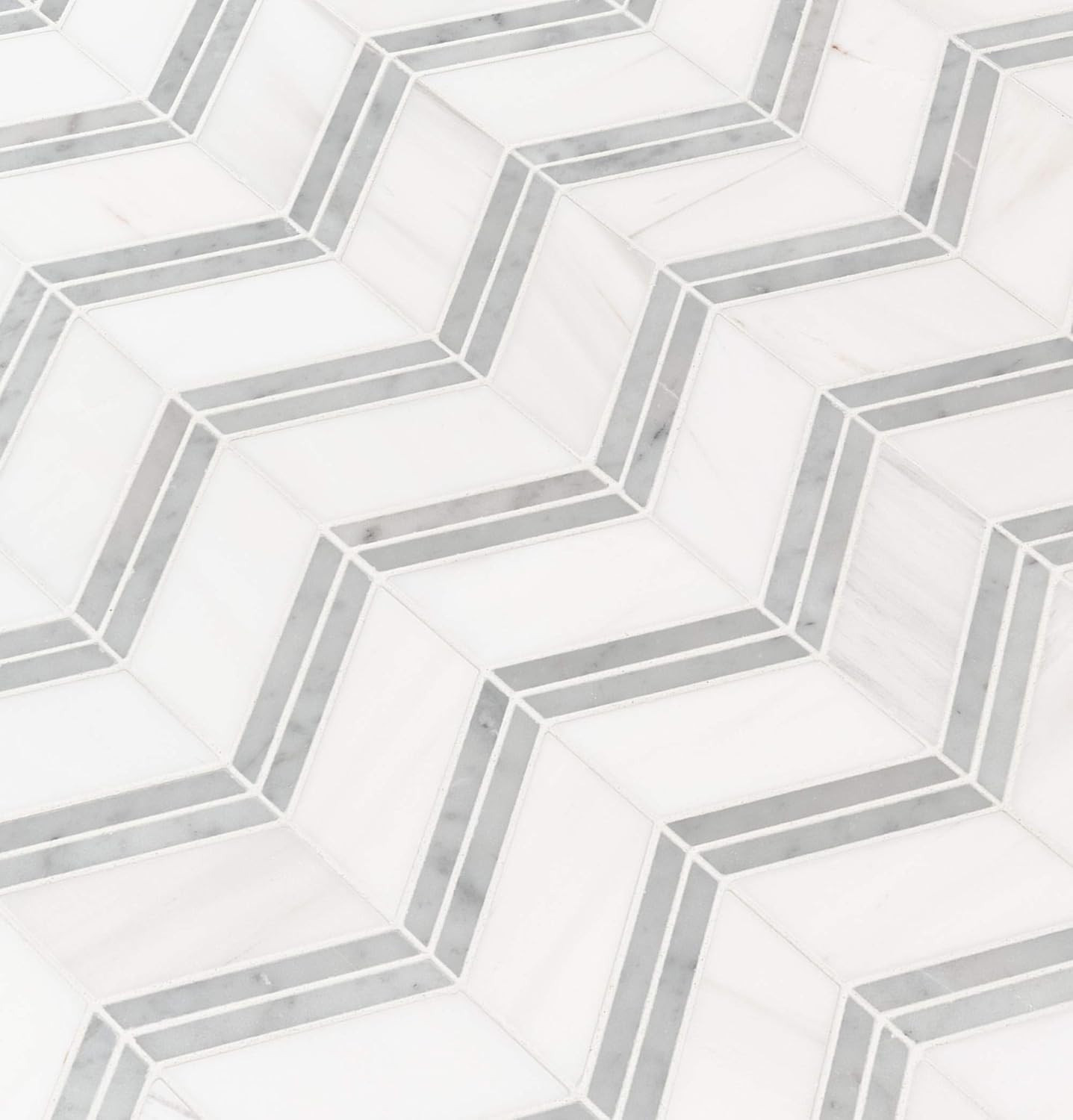 Bianco Dolomite 12×12 Polished Marble Mosaic Tile – Elegant White Chevron