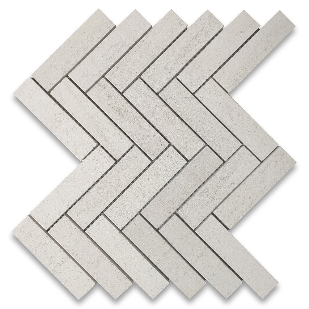 H7FXH Golden Beach Moleanos Beige Limestone 1×4 Herringbone Tile Honed