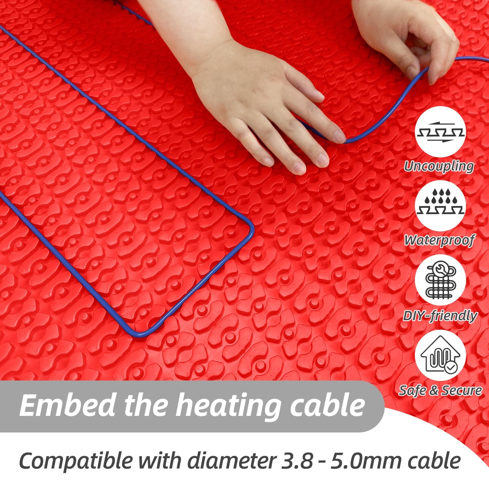Uncoupling Membrane 54 to 161 sq ft Rolls, Heating Cable Underlayment Membrane
