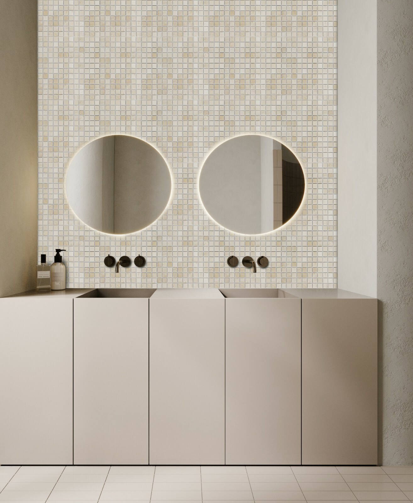Simple Tile – Marble Mosaic Tile Kitchen Backsplash, 1″X1″ Square – Crema Marfil