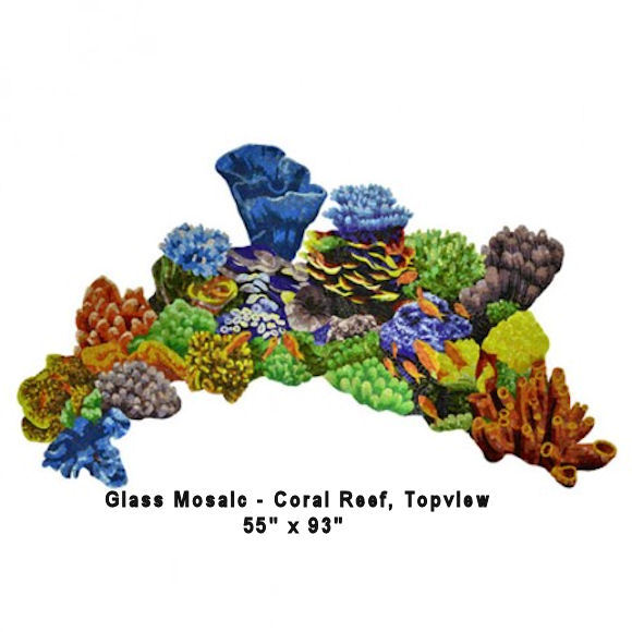 Ocean Coral Reef Glass Tile Swimming Pool Mosaic Bar Top Wall Art Bath Deck