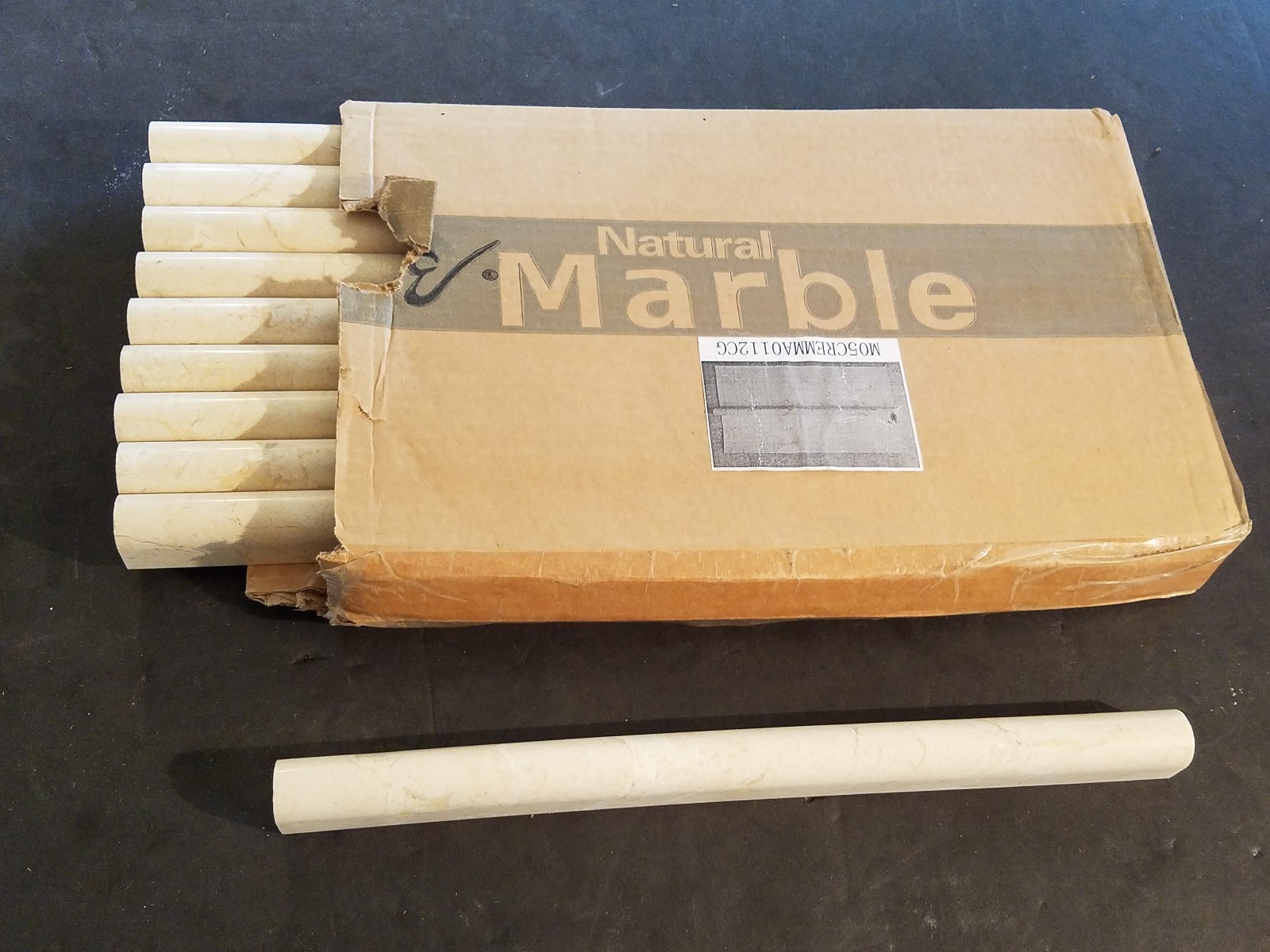 (1 EA) Emser Natural Stone 12″ x 1″ Polished Marble Cigaro Liner in Crema Marfil