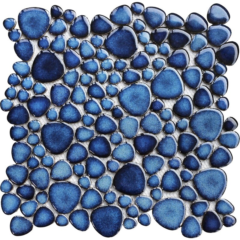 Blue Pebble Tiles for Shower Floor Bathroom Floor Wall Mosaic Tile