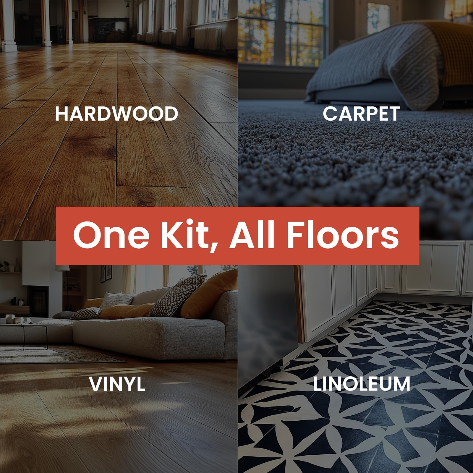 Squeaky Floor Repair Kit for Hardwood, Carpet, Vinyl & Linoleum – Complete