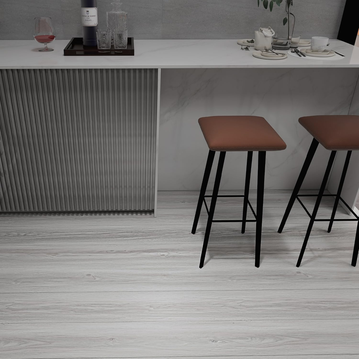 Wood Grain Peel and Stick Floor Tiles – 11.8” Width, Full Roll Length of 118″ –