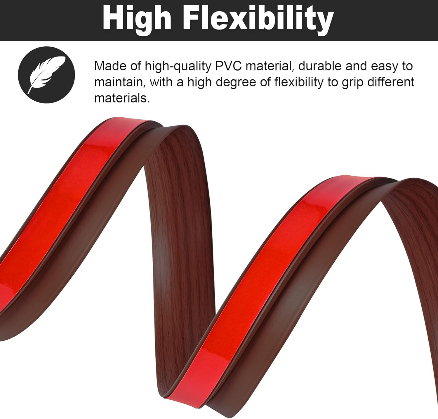 20Ft Carpet Floor Transition Strip, Self Adhesive Floor Edging Trim Strip, PVC T