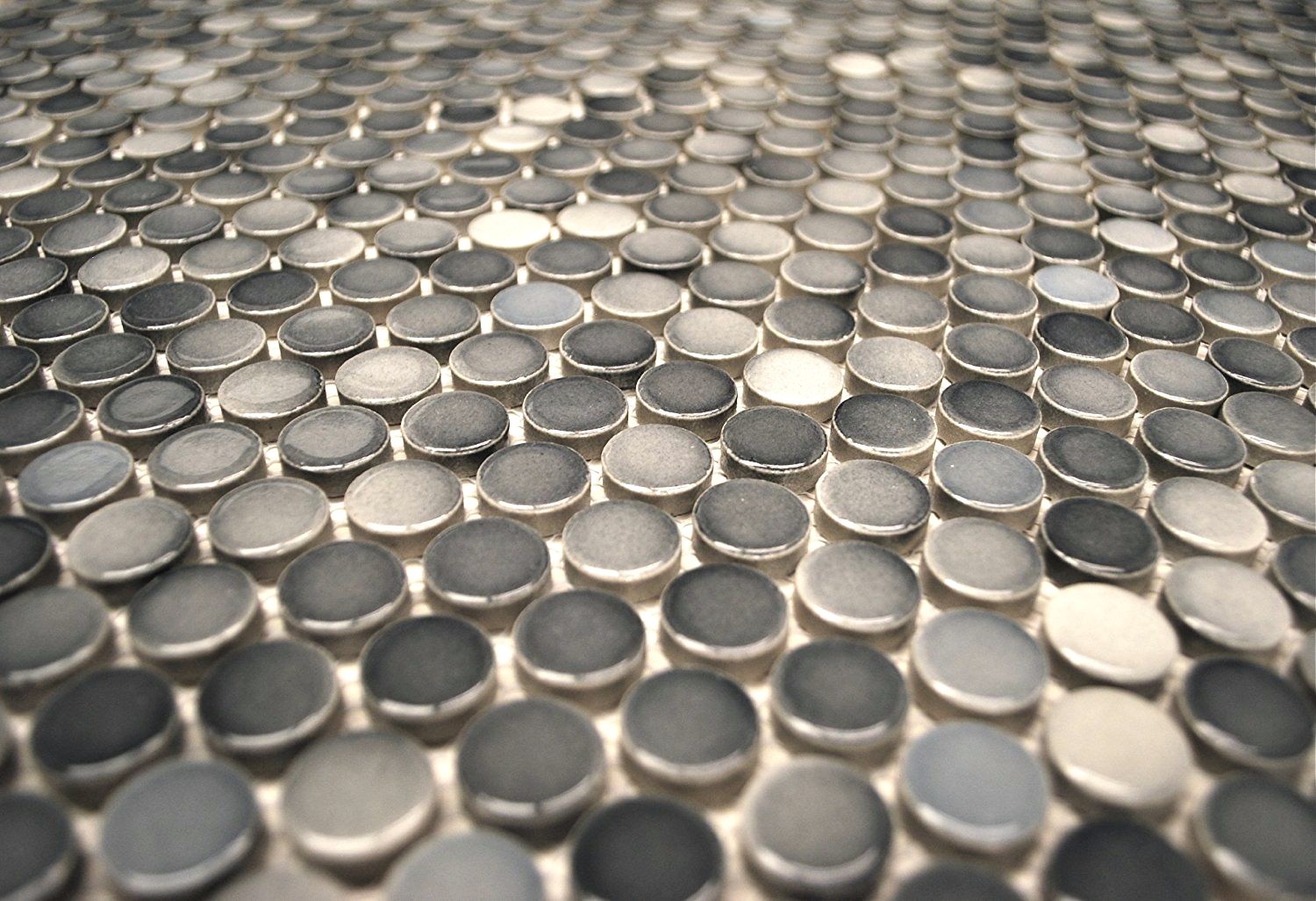 3/4 x 3/4 Penny Round Multi Gray Porcelain Mosaic Wall and Floor (5 PACK)