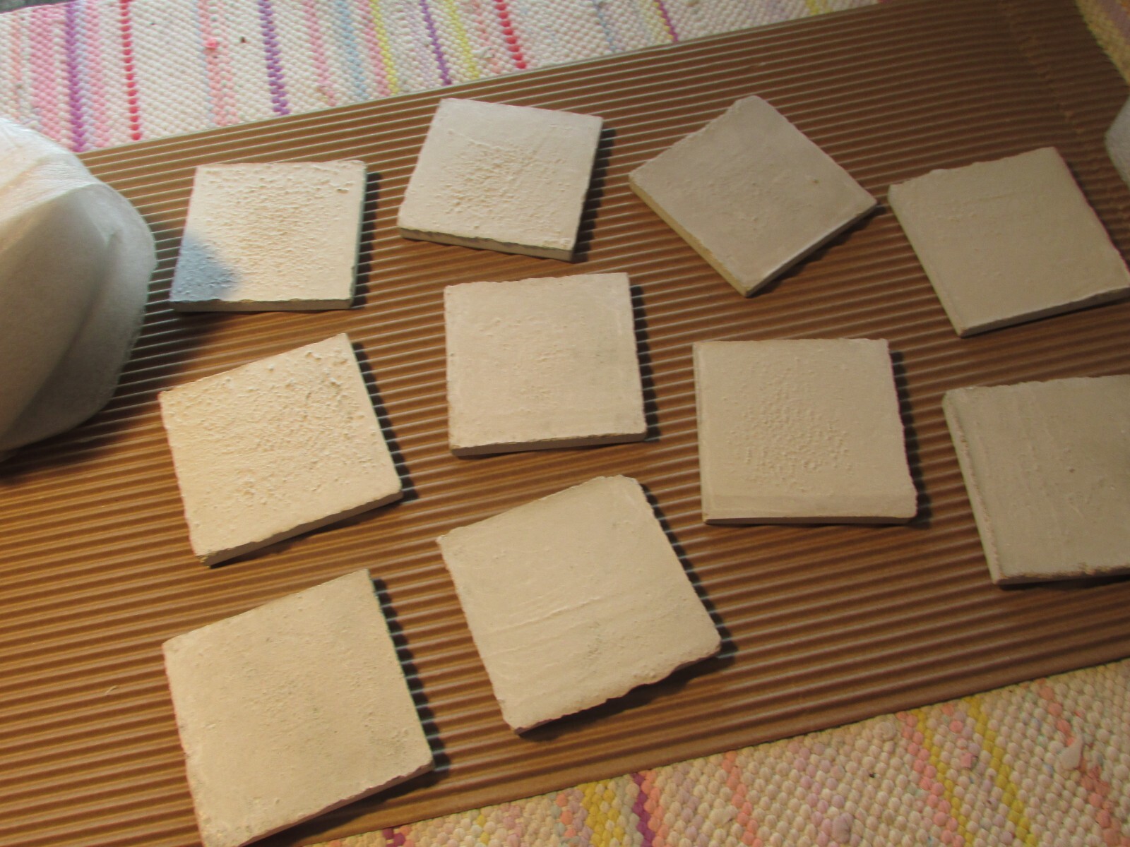 Group of 10 Vintage UNUSED Ceramic 3.5″ Unglazed WALL Floor or CRAFTING TILES !!