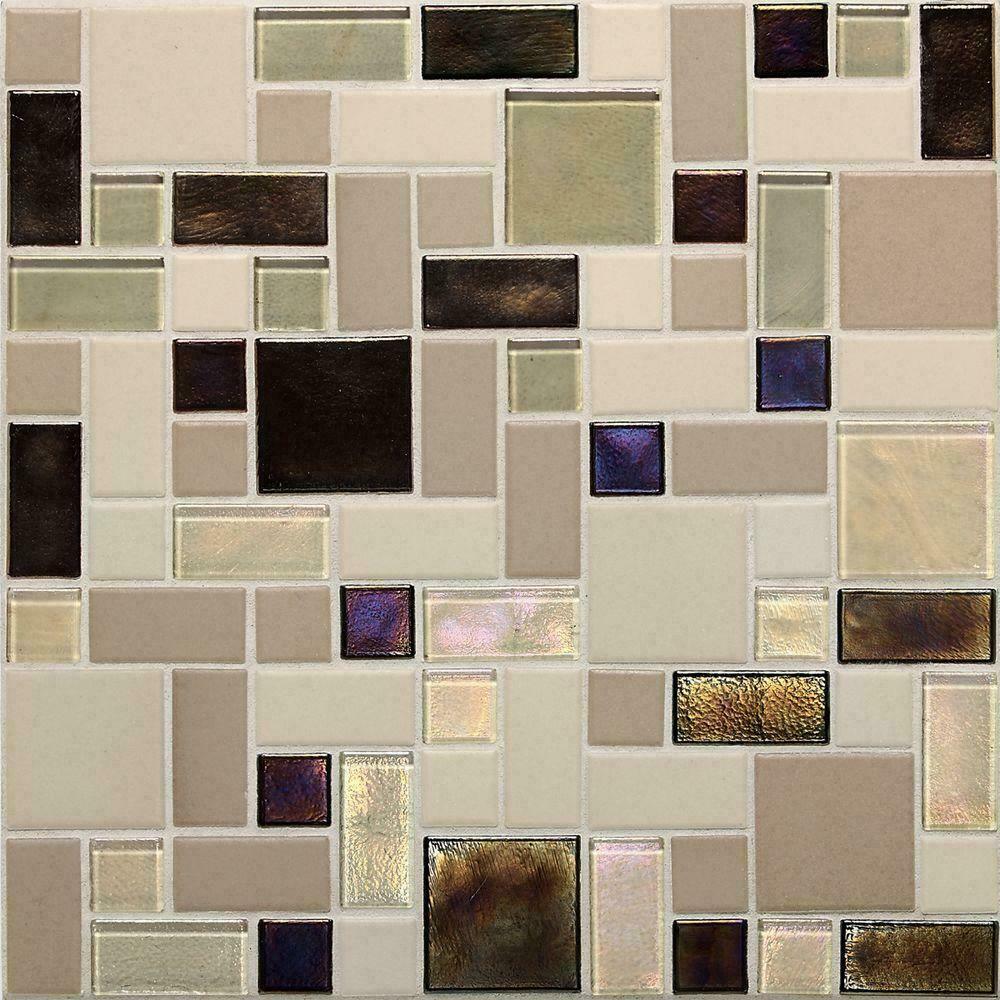 Dal-Tile Coastal Keystones Sunset Cove 12″x12″ Glass Mosaic Floor and Wall Tile
