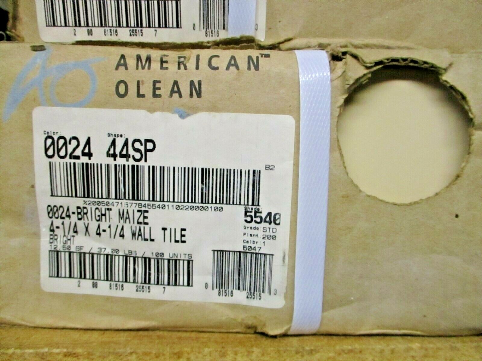 1 Wall Tile AO American Olean 4-1/4″ Ceramic 0024 Bright Gloss Maize Corn Yellow