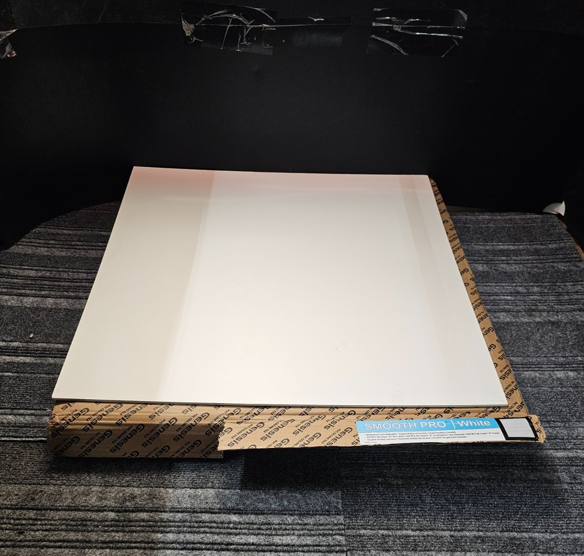 (QTY 12)Genesis Smooth Pro PVC Ceiling Tile Waterproof Washable 2’L X 2’W White