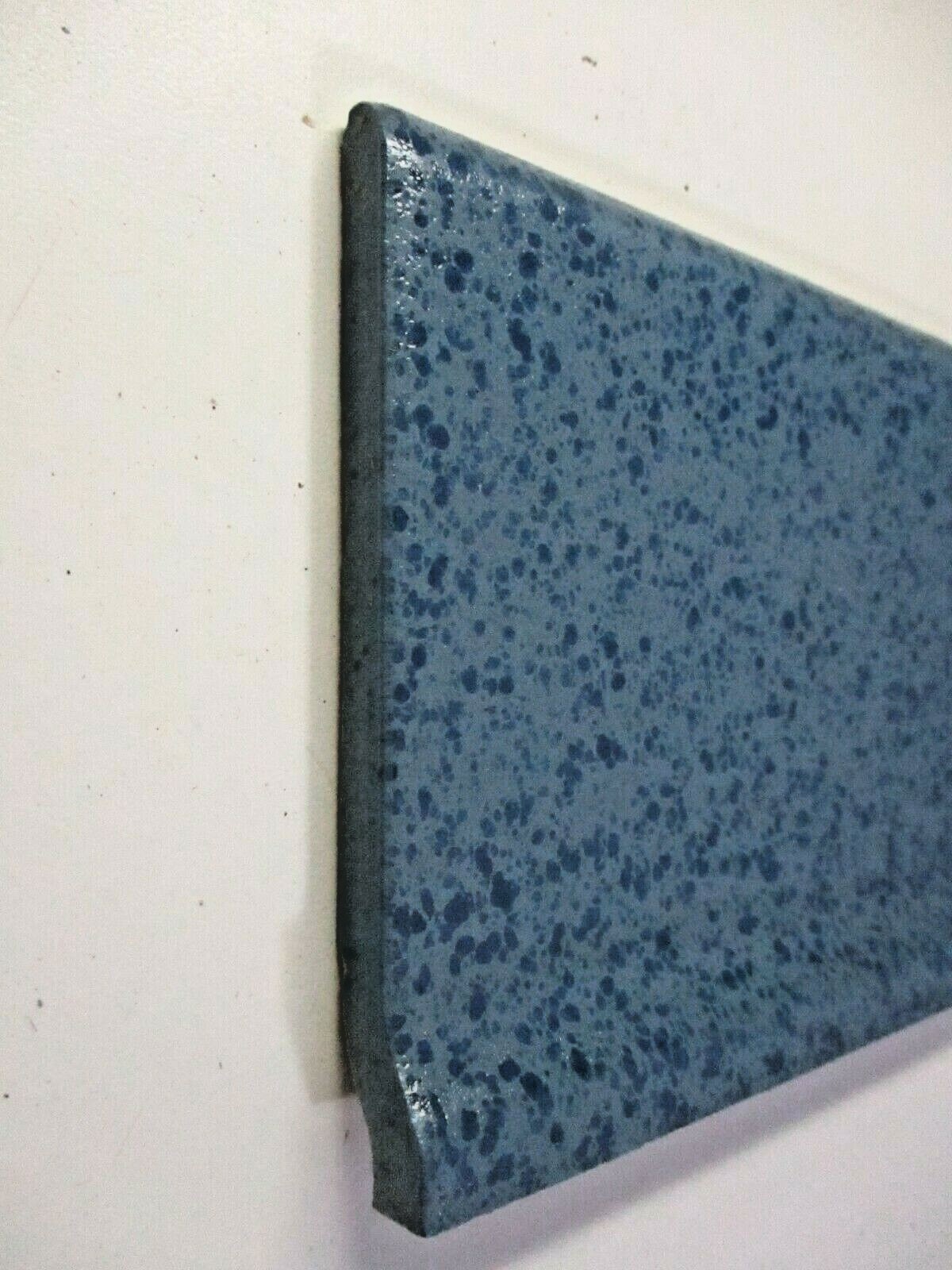 1 Tile Mannington US 6″ Mottled Crst Marine Blue Bullnose Cove Base Ceramic Wall