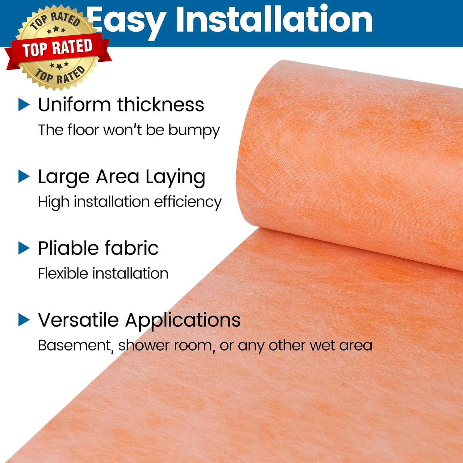 Waterproofing Membrane for Shower 3.8X33Feet (125 Sq Ft) 23.6 Mil Thick Uncoupli