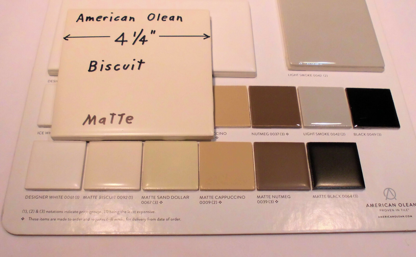 1 pc. 4-1/4″ Ceramic Tile *Matte Biscuit* by American Olean “New Stock”
