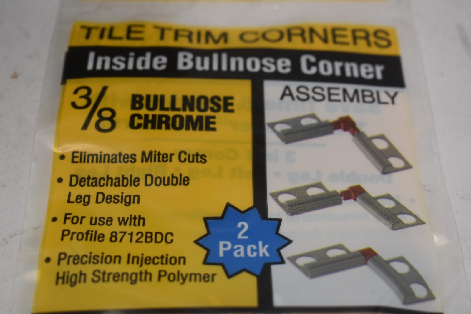 Trim Master IC8712BW2 Tile Trim Corners Bullnose Inside 3/8″ Chrome Finish x 20