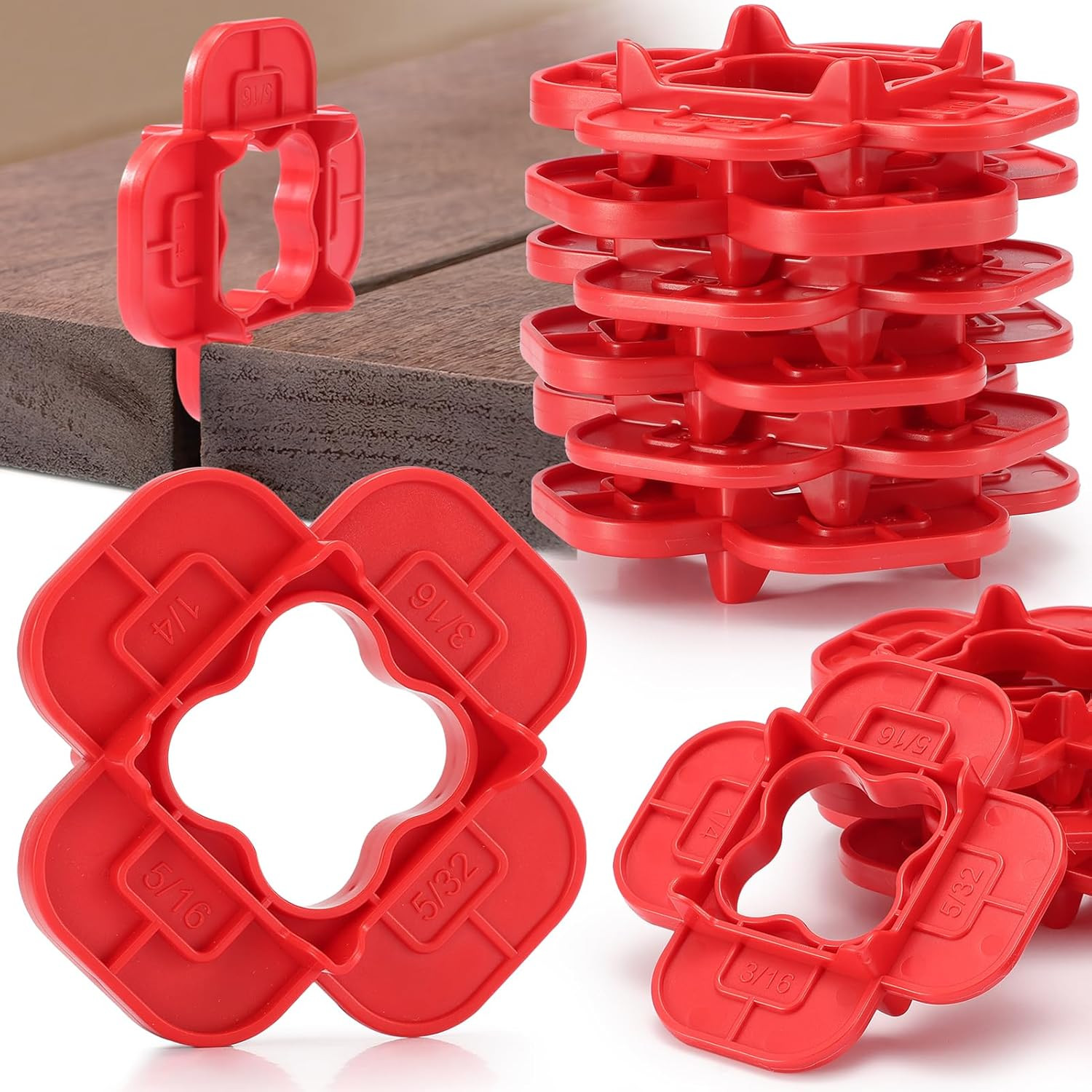 12 Packs 4-In-1 Multi-Size Deck Spacers Tool (5/32″, 3/16″, 1/4″, 5/16″) for Com