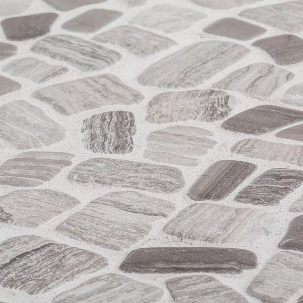Bailey Grey Pebble 12 In. X 12 In. Honed Grey Limestone Wall and Floor Mosaic Ti