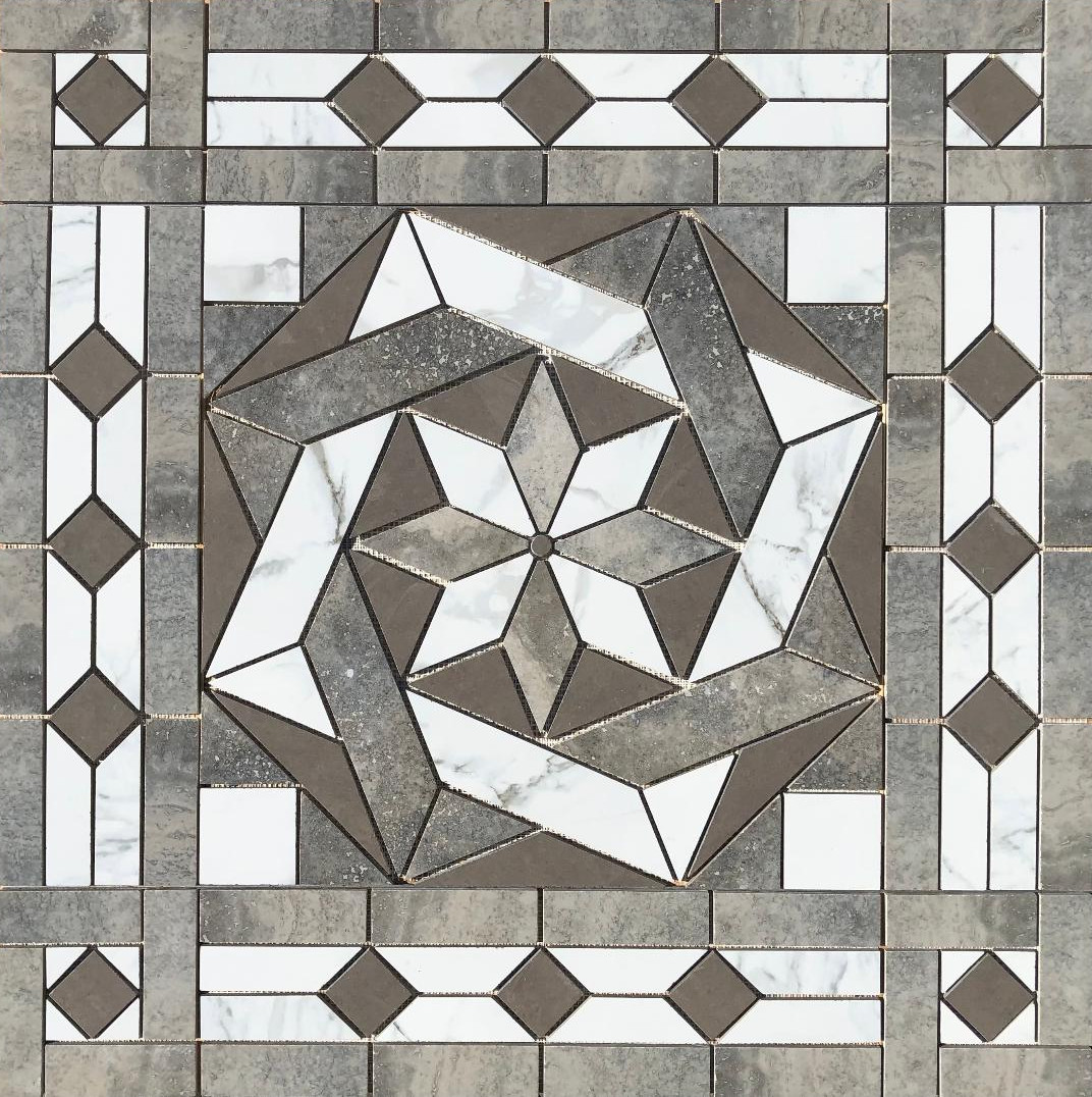 36″ x 36″ Tile Medallion Mosaic – Home Depot Marble look tile series (POLISHED)