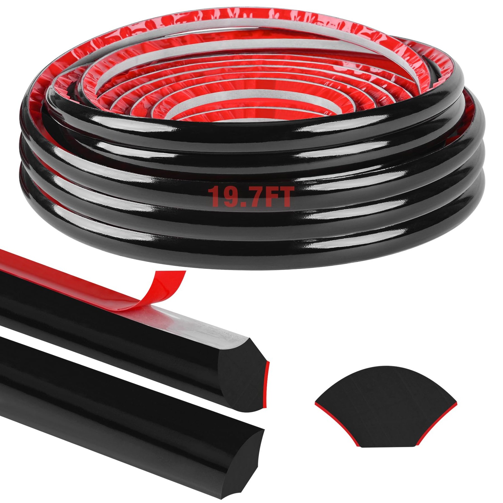 Flexible Quarter Round Molding Self Adhesive (Black, 19.7 Ft) Peel and Stick …