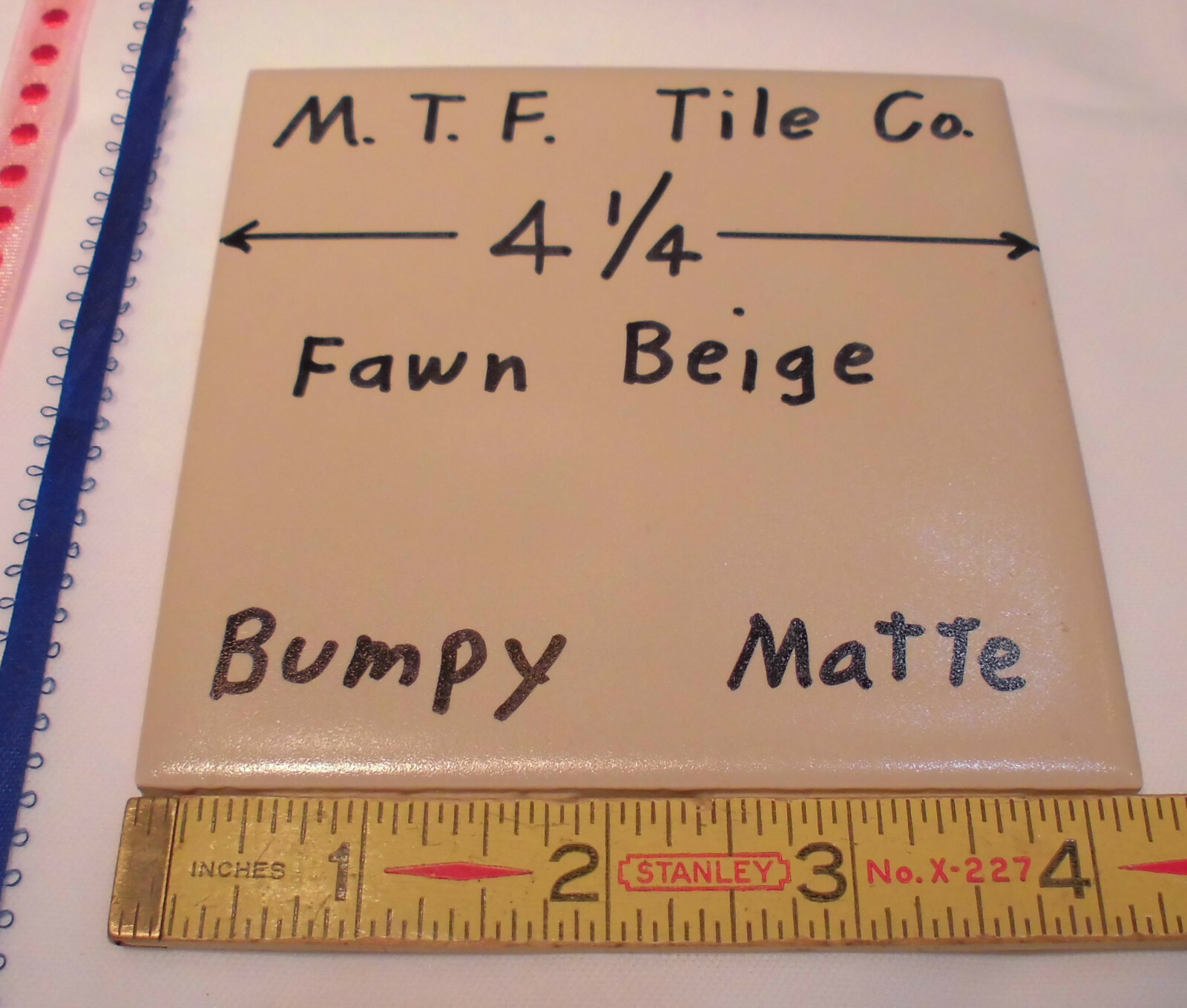 1 pc. Fawn Beige – Light Brown: 4-1/4″ Bumpy Matte Ripple Ceramic Tile, Monarch