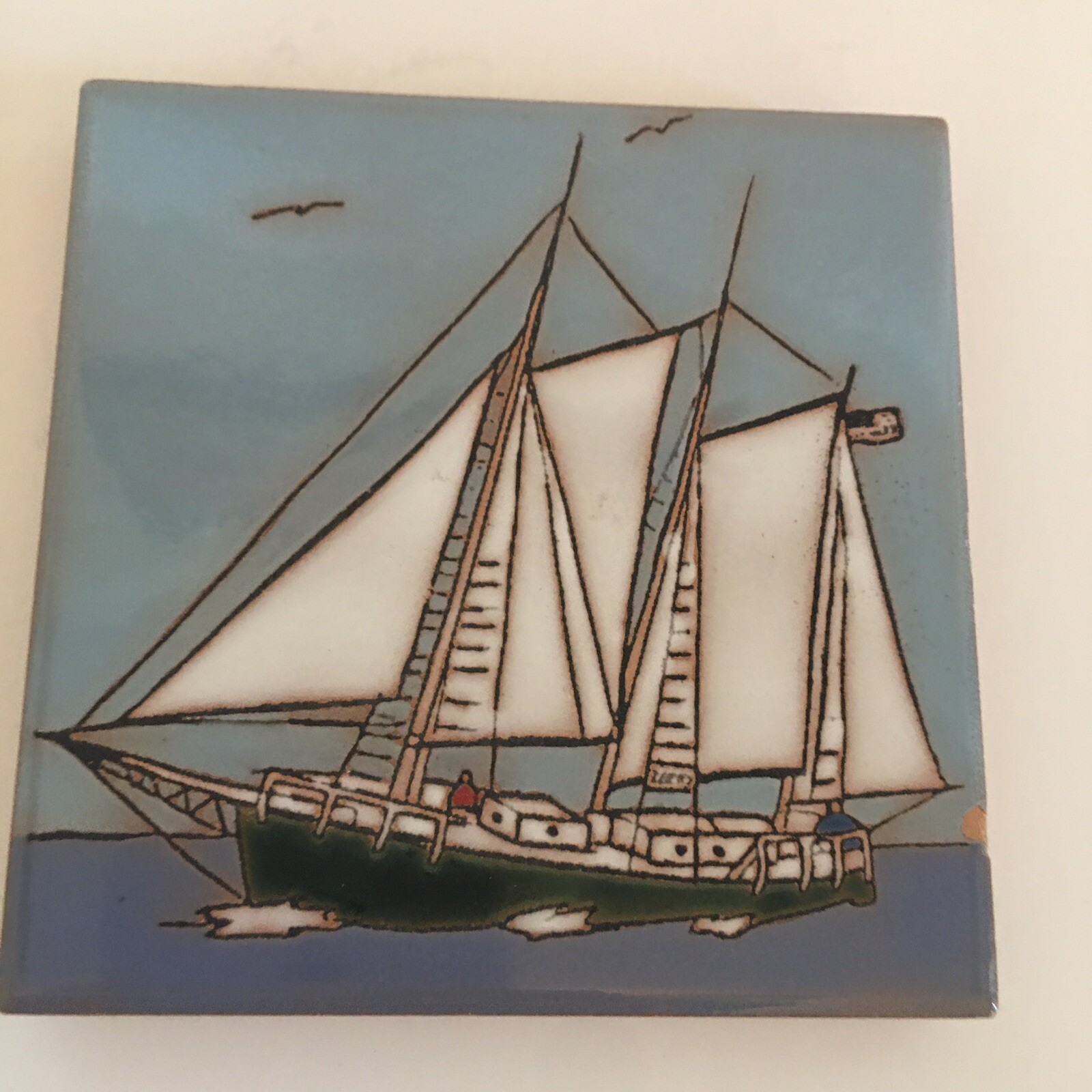 Maanum Custom Art Tile Sayner Wisconsin Sailboat Coaster Beach House Coastal